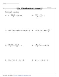 Remember to use opposite operatons, and to combine like. Multi-Step Equation Worksheets