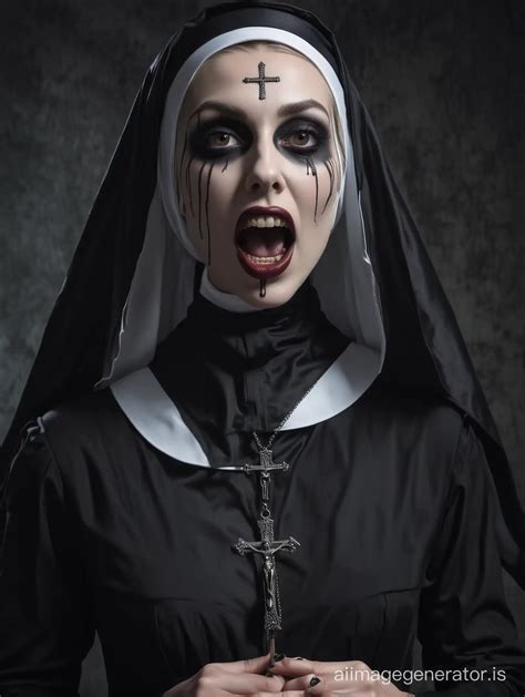 Eerie Seduction Hauntingly Beautiful Horror Sexy Nun | AI Image Generator