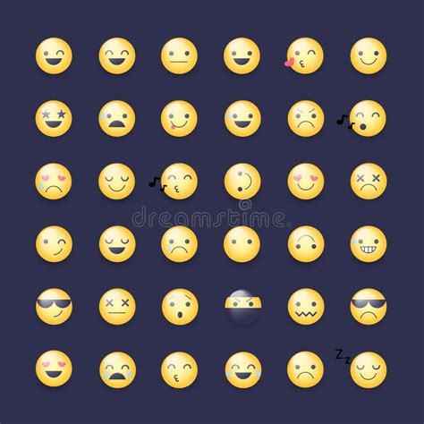 Happy Smileys Vector Icon Set Joy Emoticons Pictograms Collection
