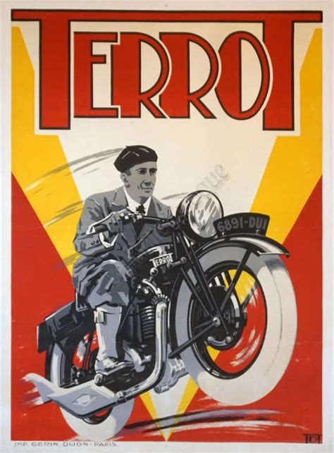 French Art Deco Period Vintage Advertising Poster For Terrot Cycles