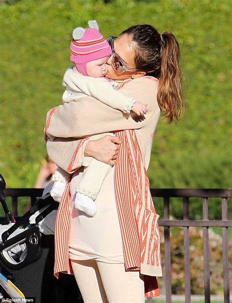 Jessica Alba Gives Haven A Cuddle As Honor Marie Enjoys Playtime In The Park Daily Mail Online