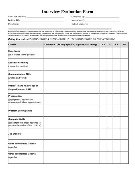 Interview Evaluation Form Download Free Documents For Pdf Word And Excel