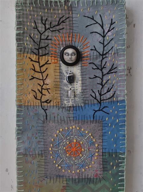 Mixed Media Textile Collage ‘creeper Vines And Sunshine By Joanna