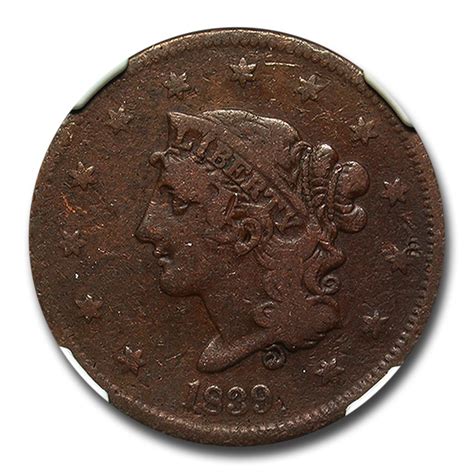 Buy 1839 Large Cent Booby Head Fine 15 Ngc Brown Apmex