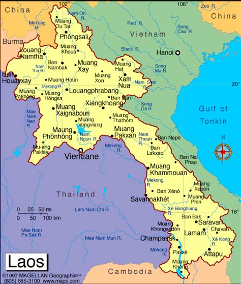 Laos Map Political Regional Maps Of Asia Regional Political City