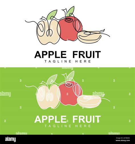 Fruit Apple Logo Design Red Fruit Vector With Abstract Style Product