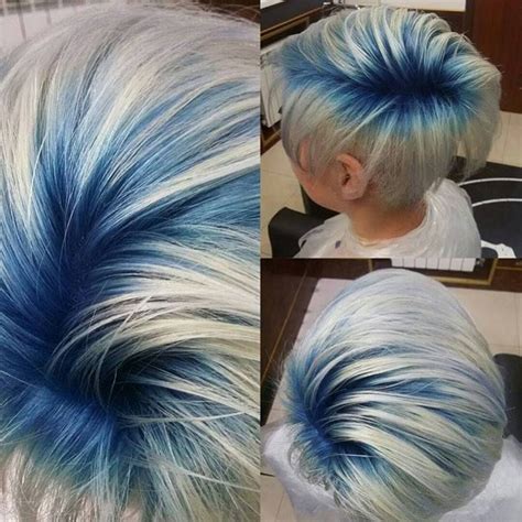 Silver And Blue Short Blue Hair Hair Styles Hair Color Blue