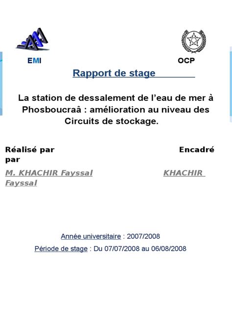 Rapport De Stage Ocp Final 2pdf Images And Photos Finder