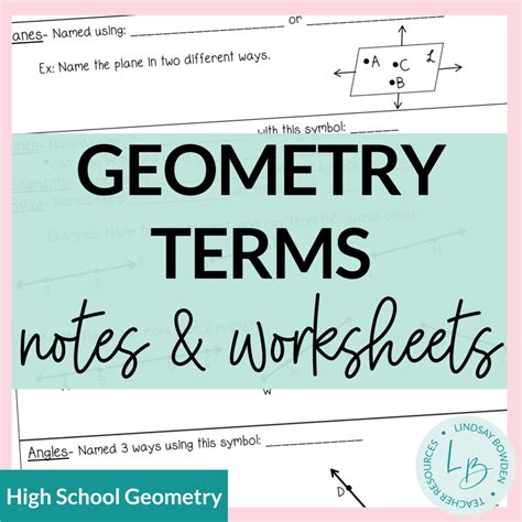 Geometry Terms Worksheet