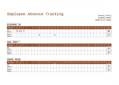 Employee Leave Tracker Vacation Tracking Template 9 Free Word