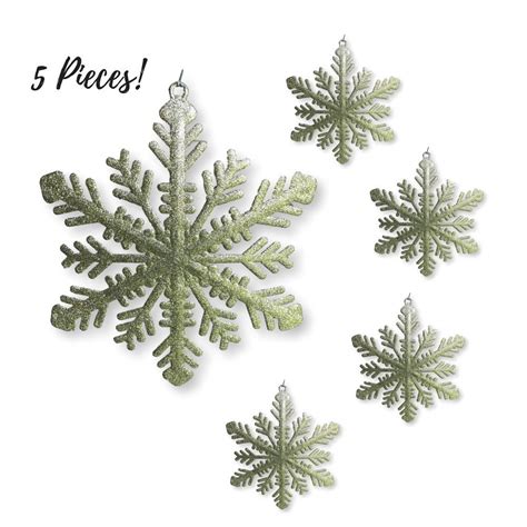 Large Snowflakes Set Of 5 Gold Glittered Snowflakes Approximately 12