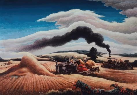 Untitled Threshing Wheat Thomas Hart Benton Painting By Thomas Hart