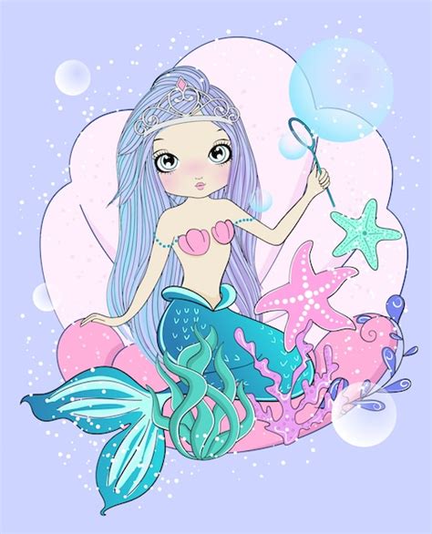 Premium Vector Hand Drawn Cute Mermaid