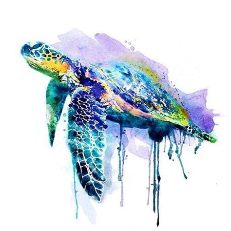 Sea Turtle Watercolor Painting Fine Art Painting Watercolor Paintings