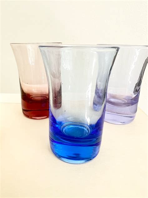 Rainbow Cordial Shot Glasses Set Of 5 Vintage Barware Etsy