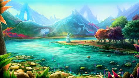 Digital Art Mountains Landscape Colorful Wallpapers Hd
