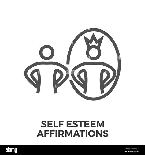 Self Esteem Affirmations Thin Line Vector Icon Isolated On The White