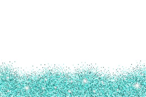 White Horizontal Background With Azure Glitter Sparkles Or Confetti And