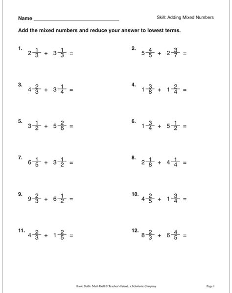 Adding Mixed Numbers Worksheet Corbettmaths Free Printable Worksheet