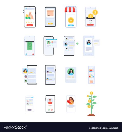 Pack Mobile Apps Flat Royalty Free Vector Image