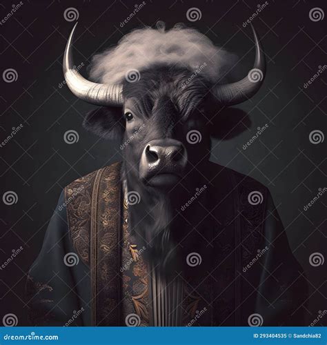 Realistic Lifelike Buffalo In Renaissance Regal Medieval Noble Royal