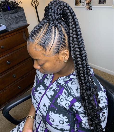 Mini bun with two cornrow braids in the front 20 Best Cornrow Braid Hairstyles for Women in 2020 - styles 2d