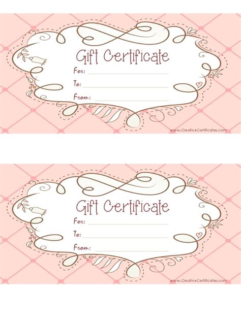 Free Printable Pink Gift Certificate Template