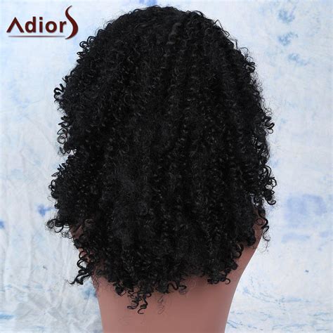 2018 Trendy Black Synthetic Shaggy Afro Curly Medium