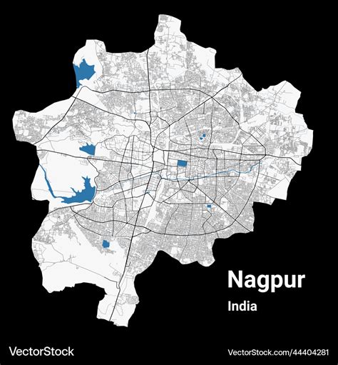 Nagpur Map Detailed Map Of City Royalty Free Vector Image