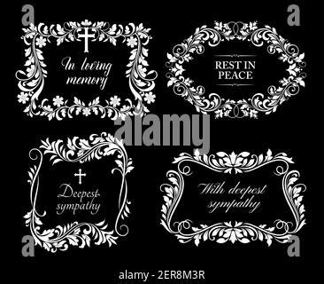 Funeral Card Vector Template With Oval Frame For Photo Condolence Rose