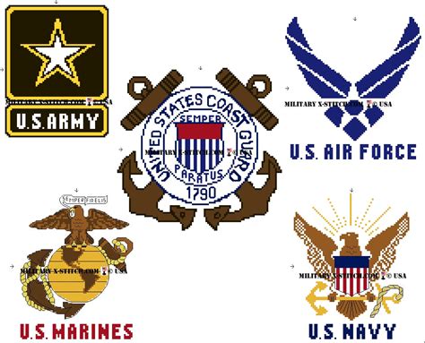 Five Us Military Branches Logos Pdf Military Xstitch Com