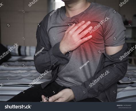 Severe Heartache Man Suffering Chest Pain Stock Photo 1447834907