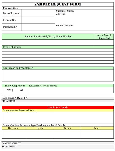 (please describe in as much detail as you can provide) special instructions: Sample request form