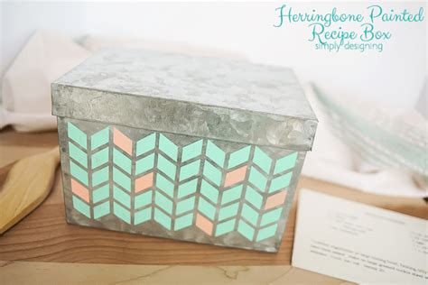 Herringbone Painted Recipe Box