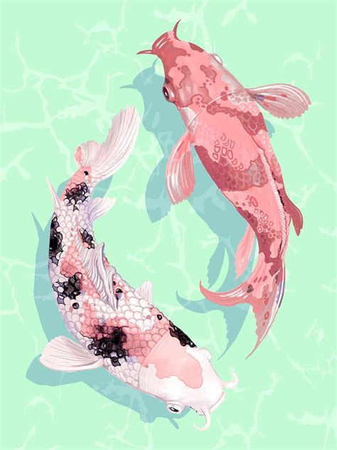 Two Japanese Koi Fish Swimming Royalty Free Illustration 449941