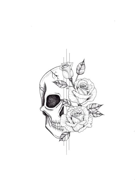 Skull And Roses Design Floral Skull Tattoos Feminine Skull Tattoos