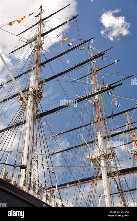 the restored cutty sark clipper ship masts greenwich london borough of greenwich greater