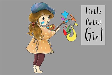 Little Artist Girl Clip Art Illustration Jpegpng 102668