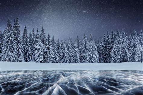 Frozen Lake At Night
