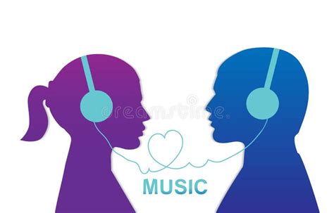 Couple Enjoys Listening To Music Love Music Stock Vector Illustration