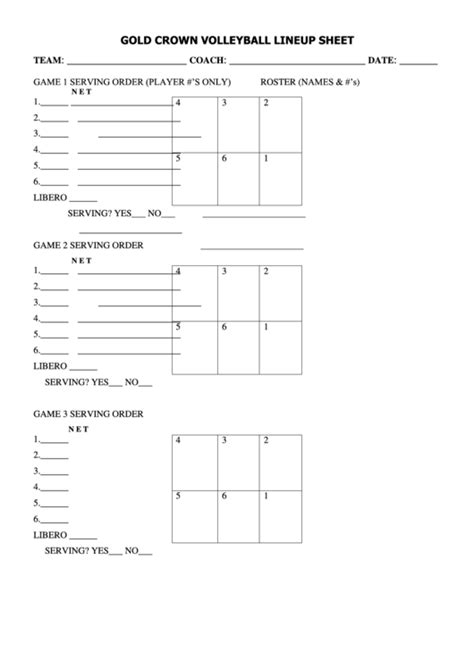 Printable Volleyball Lineup Sheet Printable Calendar Blank