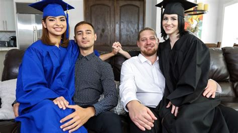 teen step daughters hazel heart and remi jones get fucked for their graduation daughterswap