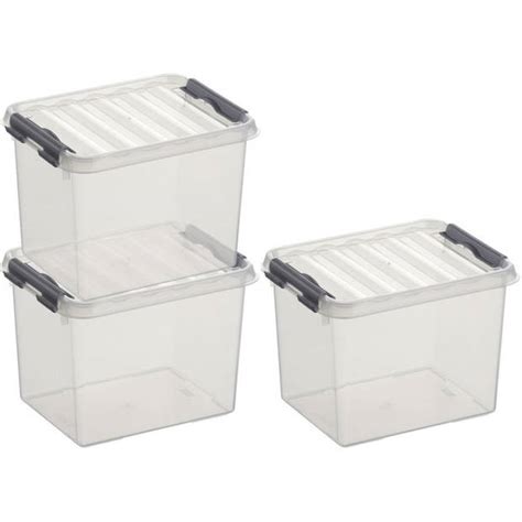 3x Kunststof Stapelbare Opbergbak 3 Liter 20 Cm Opbergbox Blokker