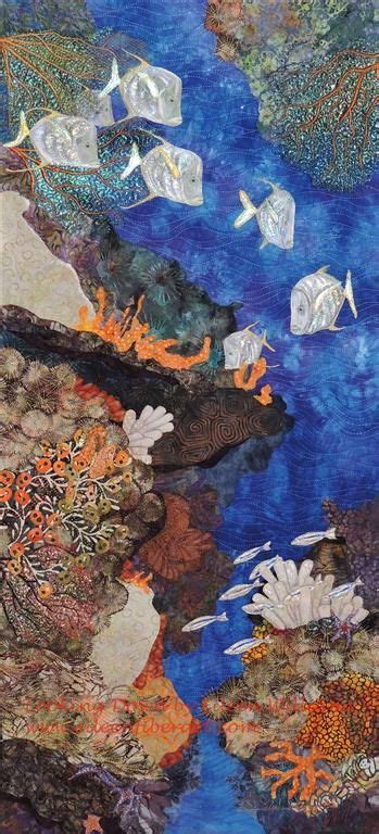 Looking Down A Fiber Art Quilt Of An Under The Sea Scene By Eileen