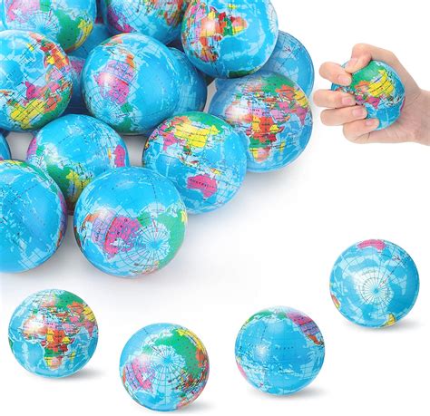 Bbto 24 Pack World Stress Balls Mini Globe Ball Earth
