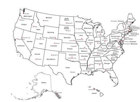 State Capitals Map Printable
