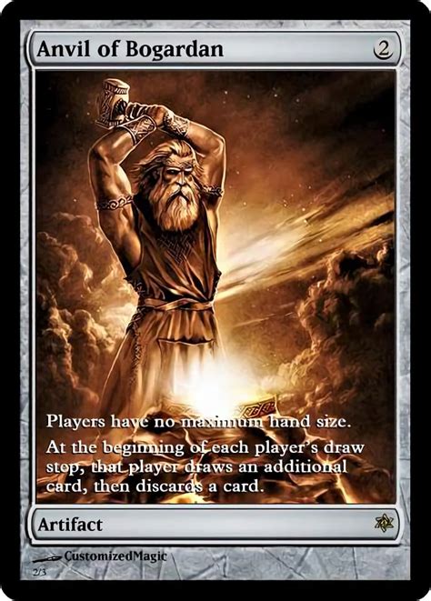 This means that you first draw one card and discard one card, and then do it again. Anvil Of Bogardan - Magic The Gathering Proxy Cards