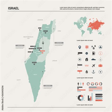 Fototapeta Vector Map Of Israel High Detailed Country Map With