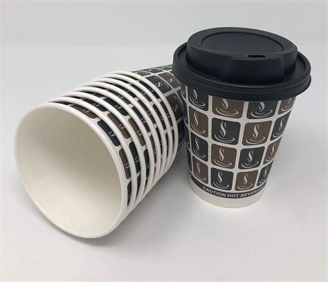 50 X Disposable Paper Coffee Cups And Lids 8 Oz 12 0z Or 16 0z 8 Oz Uk Kitchen