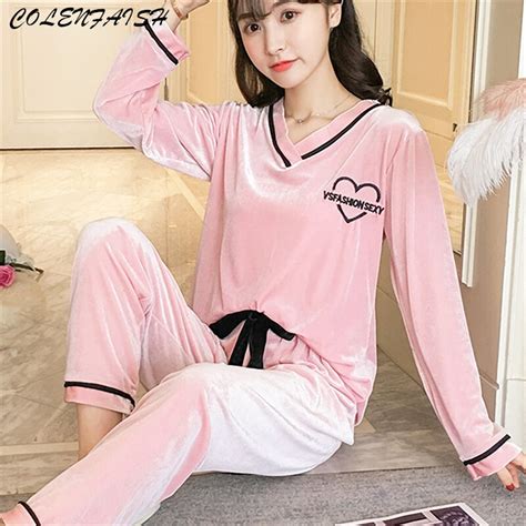 autumn and winter women pyjamas sets thick warm pure coloured flannel long sleeve female leisure